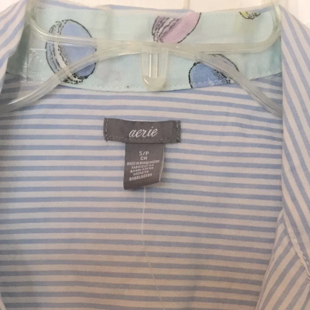Aerie stripe blue pajama set 100% cotton - Picture 2 of 9